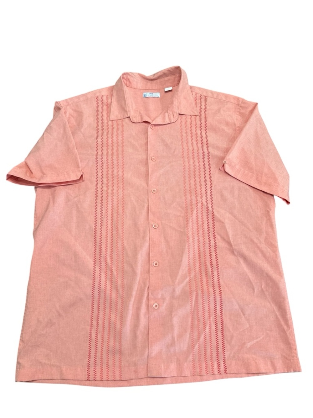 Cafe Luna Casual Short-Sleeve Button-Down Shirt in Light Pink XL